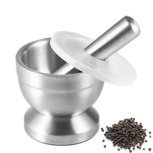 HTB1wncjNNnaK1RjSZFBq6AW7VXaA.webp LMETJMA Stainless Steel Spice Grinder With Mortar and Pestle Herbs Spice Grinder Bowl Seasoning Mill Pill Crusher KC0245