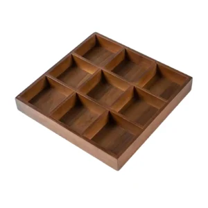 Serving Tray Multifunction Bamboo Organizer Tray Food Server Divided Serving Platter for Candy Appetizers Bread Snack Hotel