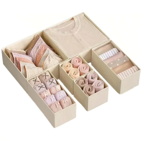 Foldable 6pcs Underwear Organizer Set Hard Storage Boxes for Bra Socks Drawer Closet Clothes Storage Organizers Space-saving Box