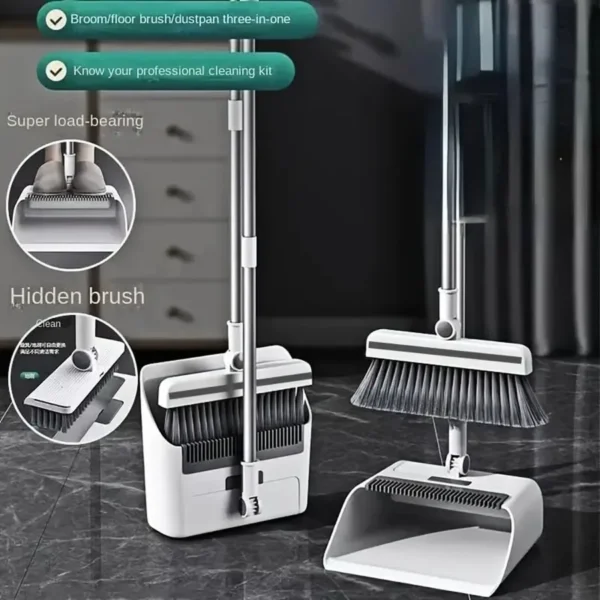 3in 1 Broom and Dustpan Set Floor Brush Long-handled Broom And Dustpan For Home Office School Dorm