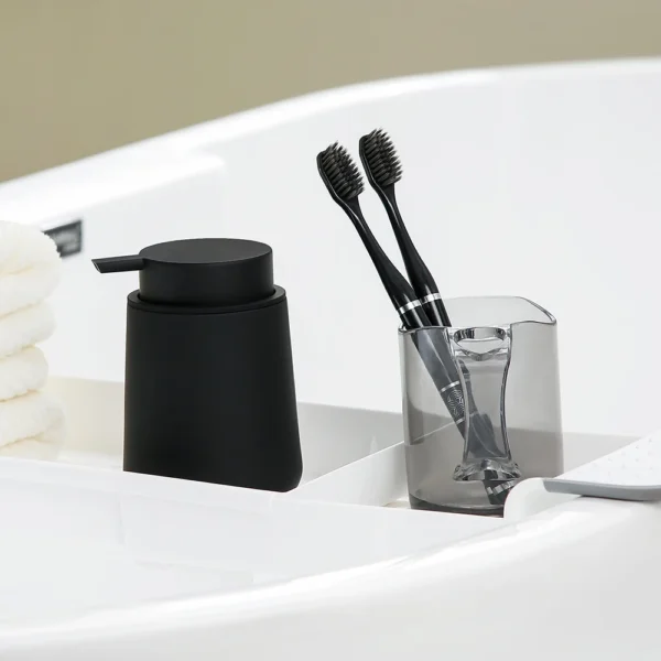 Matte Black Liquid Hand Soap Dispenser Plastic 11oz - Modern Minimalist Style for Bathroom & Kitchen Countertop Refillable