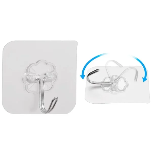 20pcs Transparent Seamless Hook, Strong Adhesive Hook, Bathroom Living Room Wall Hanging Door, Self-Adhesive Hook