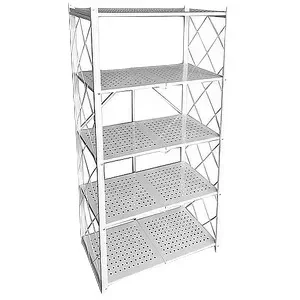 S28ff3fb823d848cd893133473389626ft.webp 5-Tier Foldable Storage Shelf with Wheels | Metal Rack Collapsible Shelving Display | Rolling Cart for Books Kitchen Storage Shelf