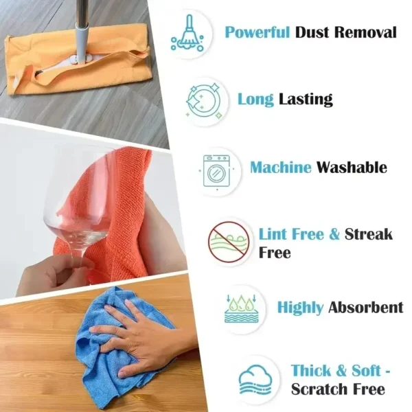 S38fb38920f704800bc7ce101ce470b8cv.webp 10pcs Microfiber Cleaning Cloth, Dishwashing Cloth Household Rag Kitchen Bathroom Cleaning Towel Durable Absorbent Towel - Assorted Colors