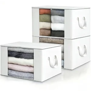 S4b96472f18bf460898ed72257cc5f2e1G.webp 3pcs large capacity foldable fabric storage bag, foldable clothes storage bag