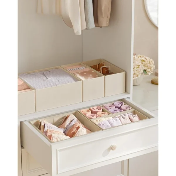 Foldable 6pcs Underwear Organizer Set Hard Storage Boxes for Bra Socks Drawer Closet Clothes Storage Organizers Space-saving Box