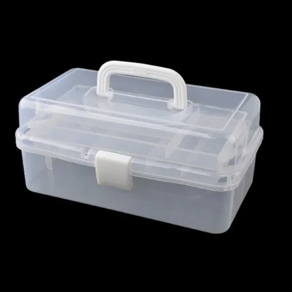 S6223456ae7b74c298ef8b2a52e9028b3O.webp Three layer clear plastic arts and crafts storage box sewing storage box, folding toolbox, miscellaneous art storage box