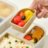 WORTHBUY 3 Grids Microwave Plastic Lunch Box Portable Detachable Fruit Bento Box Stackable Food Container For School Office