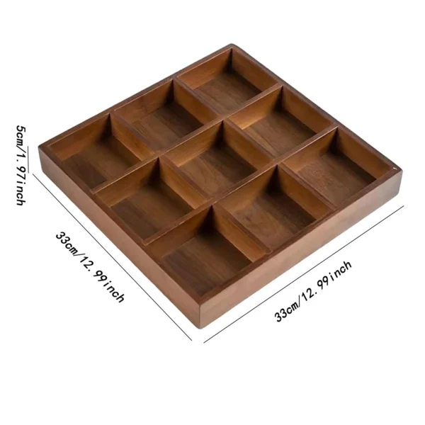 S7def4c1d903847b6950aea88da27f070y.webp Serving Tray Multifunction Bamboo Organizer Tray Food Server Divided Serving Platter for Candy Appetizers Bread Snack Hotel