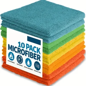 10pcs Microfiber Cleaning Cloth, Dishwashing Cloth Household Rag Kitchen Bathroom Cleaning Towel Durable Absorbent Towel - Assorted Colors