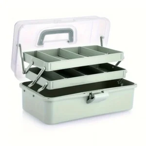 3-Layer Plastic Dividing Storage Box Craft Organizer and Storage with Adjustable Spacers Portable Handled Art Supply Organizer