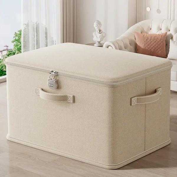 S97289d5b9ab74e01b3d971e43baa55f7X.webp Lockable Storage Box, Odor Proof Stackable Container With Handle, Washable Shelf Baskets For Blanket Clothing Toys Home Organiza