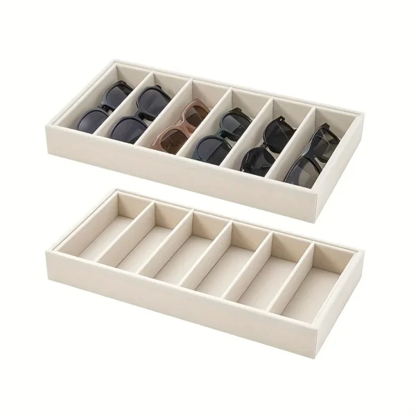 S9c3c9b2308fb49c5aa37f60994ffe7dci.webp 1Pc, 6 Slot Glasses Storage Tray, Jewelry Accessories Storage Tray, Glasses Display Tray, Home Storage Drawer Closet Divider