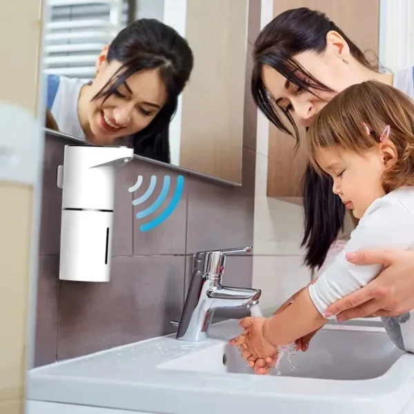 Sa215d49129654a409d16cb6af10ec212z.webp Intelligent Sensor Multi-Speed Contact-Free Wall-Mounted Vertical Hand Sanitizer Bubble Machine Rechargeable Soap Dispenser