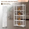 5-Tier Foldable Storage Shelf with Wheels | Metal Rack Collapsible Shelving Display | Rolling Cart for Books Kitchen Storage Shelf
