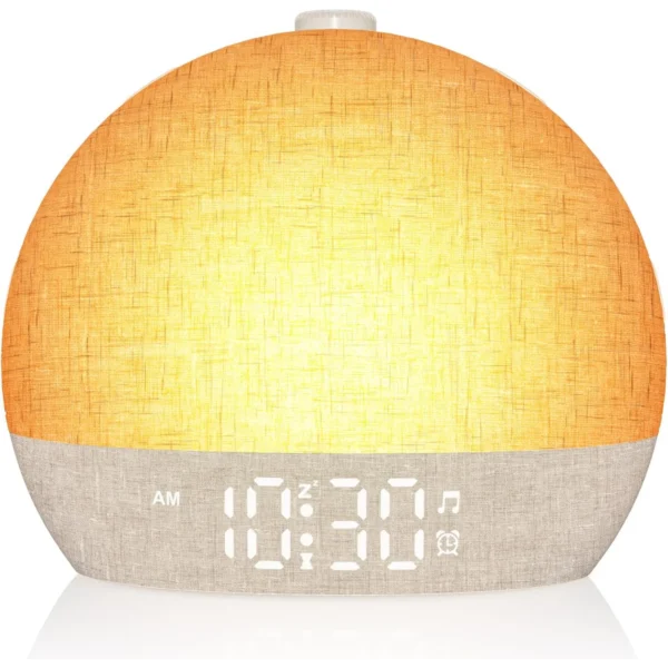 Wake Up Light Sunrise Alarm Clock Timer 30 White Noise Sound Machine Dimmable RGB Night Lights Sleep Aid Snooze Ideal for Gift