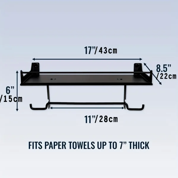 Garage Paper Towel Holder, Wall Mount Shelf, One-Hand Tear, Garage Organization and Storage Rack Holds 50 lbs