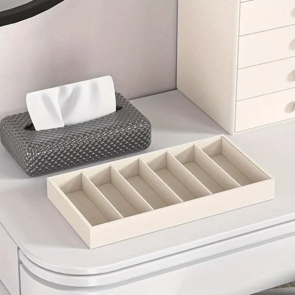 Sc92870e618d3442886134d5525dce0baD.webp 1Pc, 6 Slot Glasses Storage Tray, Jewelry Accessories Storage Tray, Glasses Display Tray, Home Storage Drawer Closet Divider