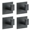 4Pcs Strong Adhesive Wall Hook Sticker Hanging Coat Rack Clothes Hanger Shower Robe Hook Kitchen Bathroom Towel hooks Black