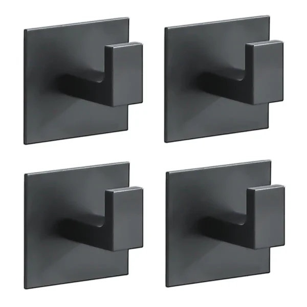 4Pcs Strong Adhesive Wall Hook Sticker Hanging Coat Rack Clothes Hanger Shower Robe Hook Kitchen Bathroom Towel hooks Black