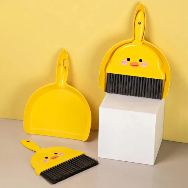 Sdd04076055a94bbb87f213c4e20d010cg.webp 1pc Dust Pan and Brush Set,Cute Little Yellow Hand Mini Broom and Dustpan Set for Tabletop Debris,Keyboards&Clean Pet Cages
