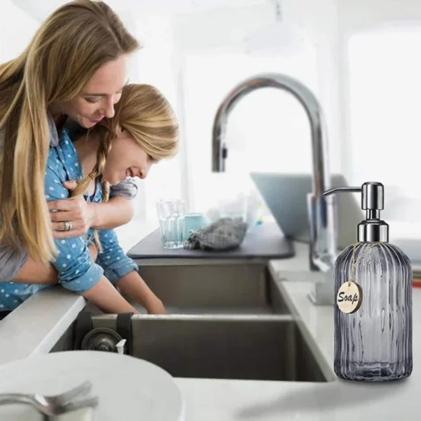 Se5bbdfdb978b4842879c4192ea9d8d3cb.webp Soap Dispenser Bathroom Clear Glass Empty Refill Subbottle Detergent Kitchen Hand Sanitizers Shower Gel Shampoo Bottles