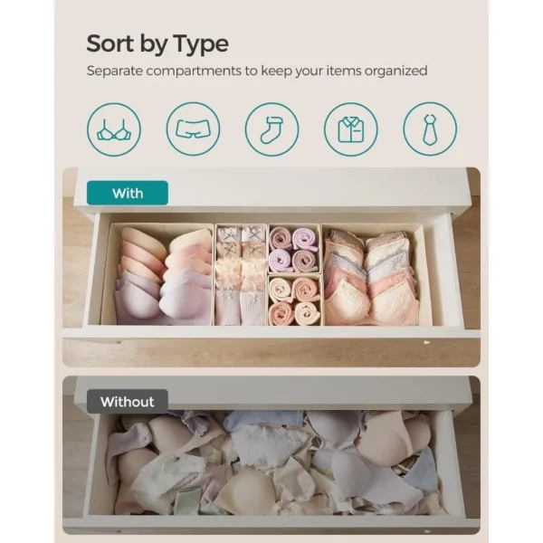 Foldable 6pcs Underwear Organizer Set Hard Storage Boxes for Bra Socks Drawer Closet Clothes Storage Organizers Space-saving Box