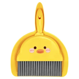 1pc Dust Pan and Brush Set,Cute Little Yellow Hand Mini Broom and Dustpan Set for Tabletop Debris,Keyboards&Clean Pet Cages