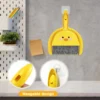Seafb33d5b56a44b3a1ac2bf97b294009B.webp 1pc Dust Pan and Brush Set,Cute Little Yellow Hand Mini Broom and Dustpan Set for Tabletop Debris,Keyboards&Clean Pet Cages