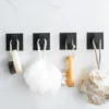 4Pcs Strong Adhesive Wall Hook Sticker Hanging Coat Rack Clothes Hanger Shower Robe Hook Kitchen Bathroom Towel hooks Black